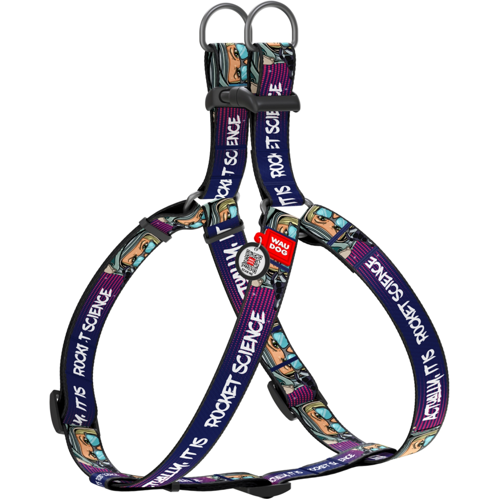 Шлея для собак WAUDOG Nylon з QR-паспортом "Космос. Ракетобудування" L (5160-0124) - зображення 1