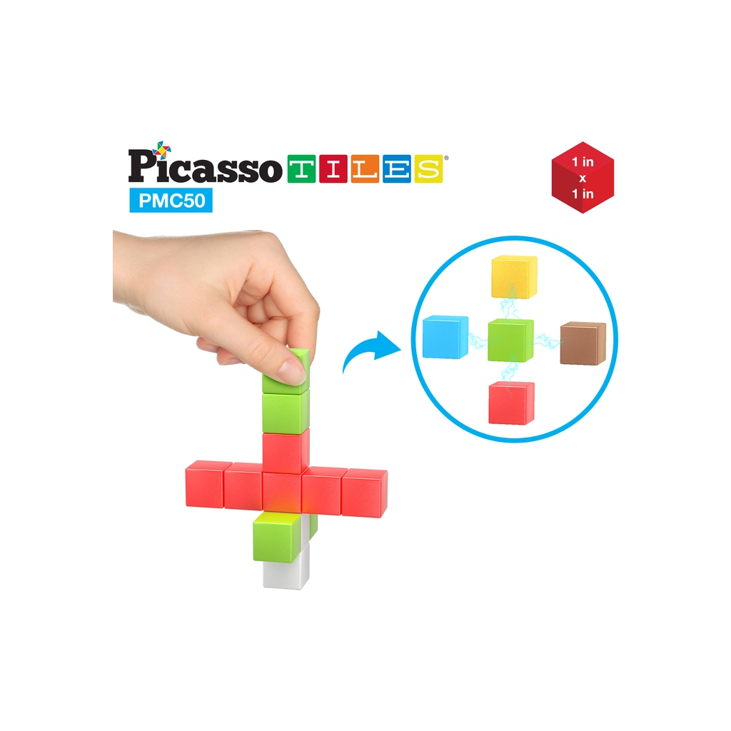 Конструктор Picasso магнітний Tiles Building Cubes 50 деталей (817338023645) - зображення 3