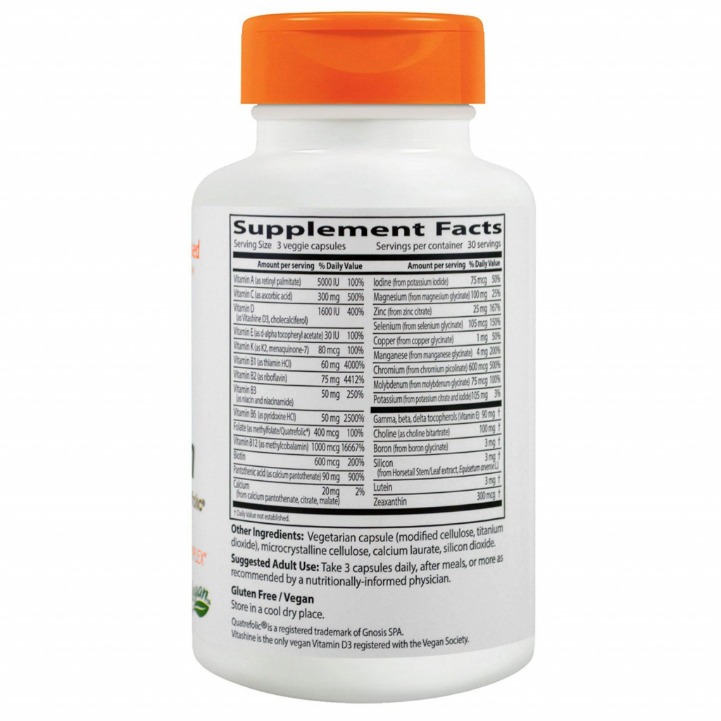 Мультивітамін Doctor's Best Мультивітаміни без Заліза, Quatrefolic, 90 гелевих капсул (DRB-00300) - зображення 2