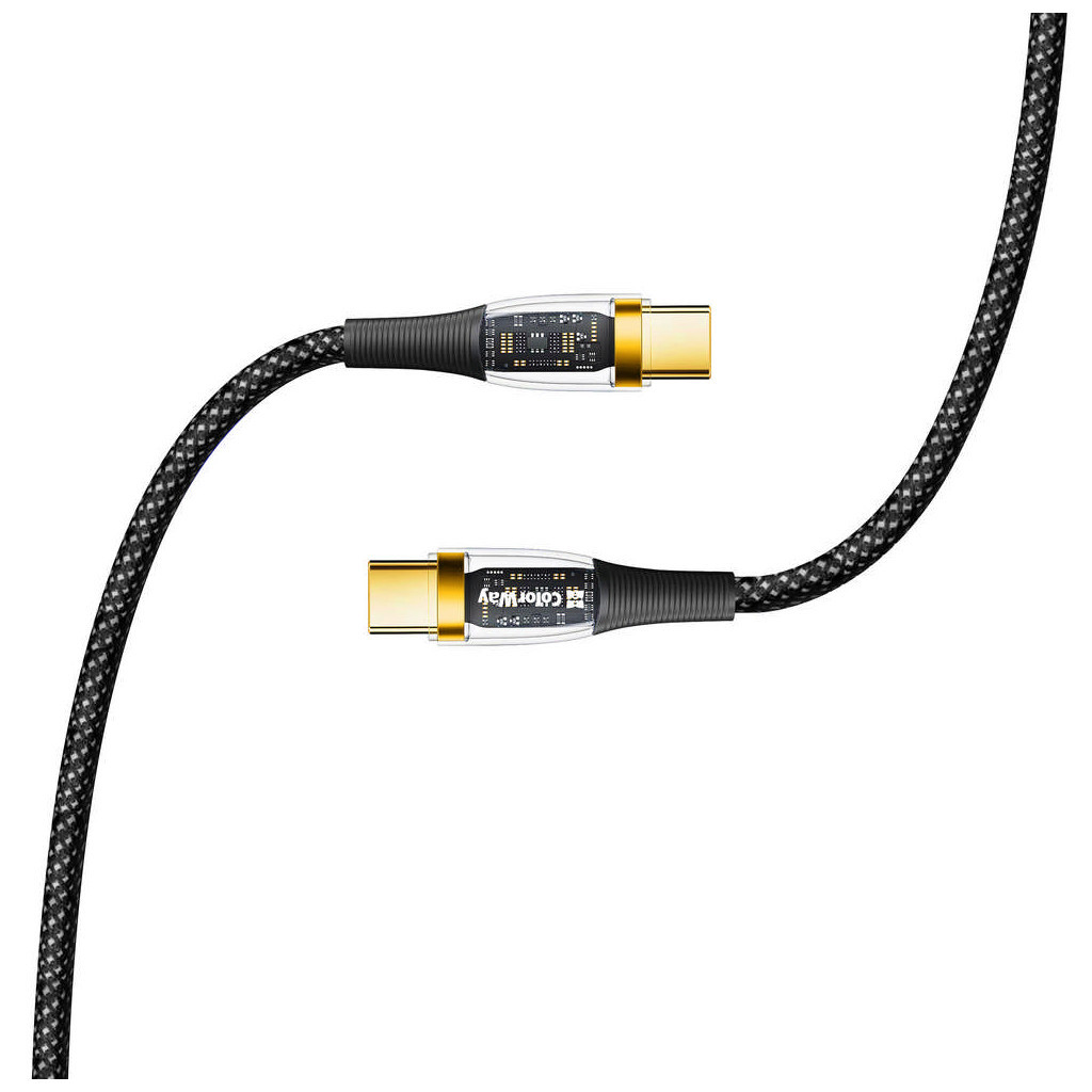 Дата кабель USB-C to USB-C 1.2m 5A 100W transparent head ColorWay (CW-CBPDCC053-BK) - зображення 4