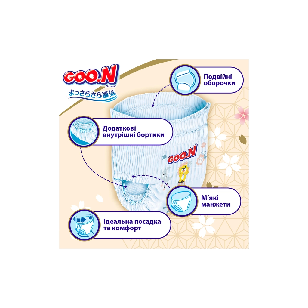 Підгузки GOO.N Premium Soft Трусики розмір 4 L 9-14 кг 88 шт (F1010101-157-2) - зображення 4
