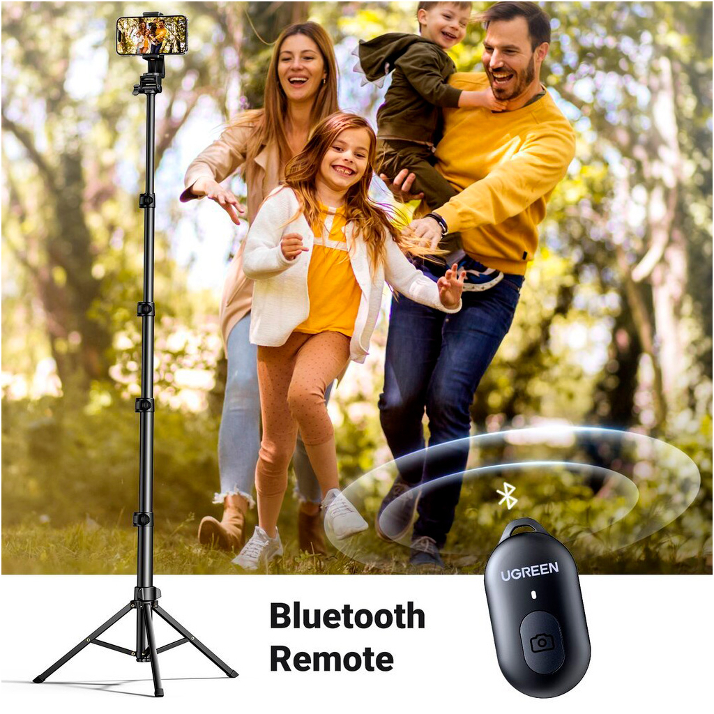 Штатив Ugreen LP680 Selfie Stick Tripod with Bluetooth Remote Black (15609) - зображення 6