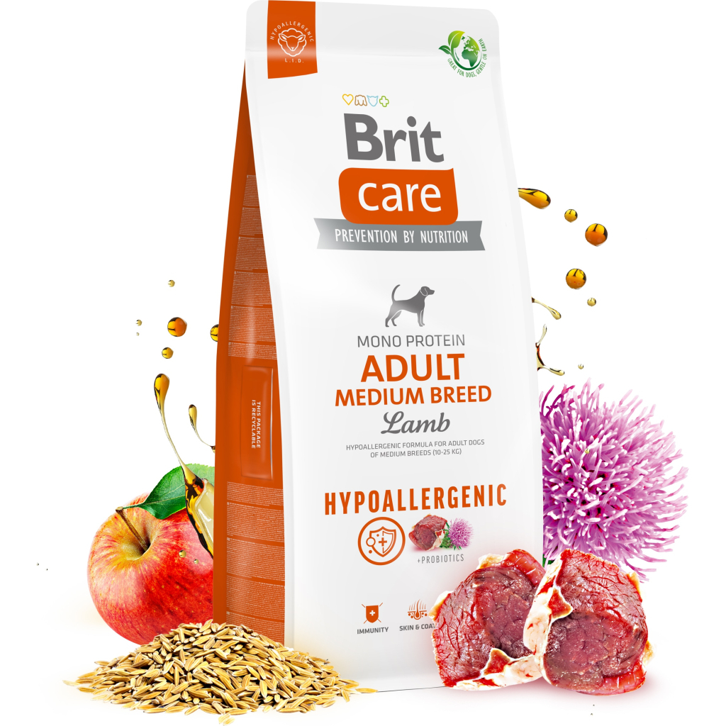 Сухий корм для собак Brit Care Dog Hypoallergenic Adult Medium Breed гіпоалергенний з ягням 1 кг (8595602559039) - зображення 2