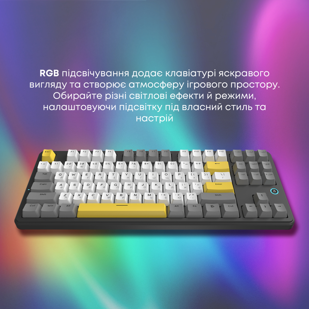 Клавіатура Ajazz AK870 V2 Flying Fish Switch USB UA Black/Grey/Yellow (AK870-V2-FF-BGY) - изображение 13