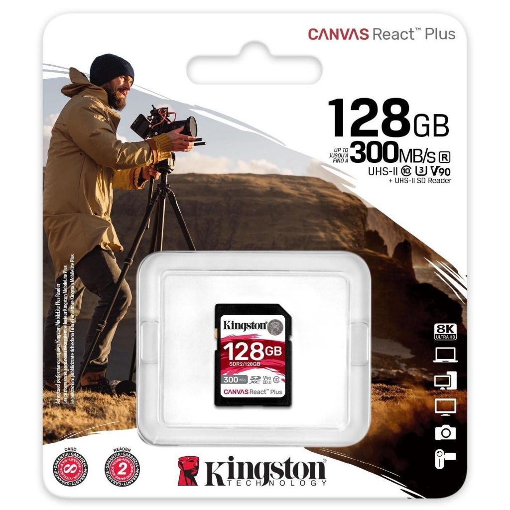 Карта пам'яті Kingston 128GB SDXC class 10 UHS-II U3 Canvas React Plus (SDR2/128GB) - зображення 3