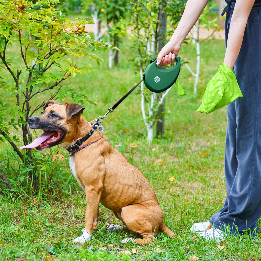 Повідець для собак WAUDOG R-leash з контейнером для пакетів L до 40 кг 5 м зелений (262918) - зображення 7