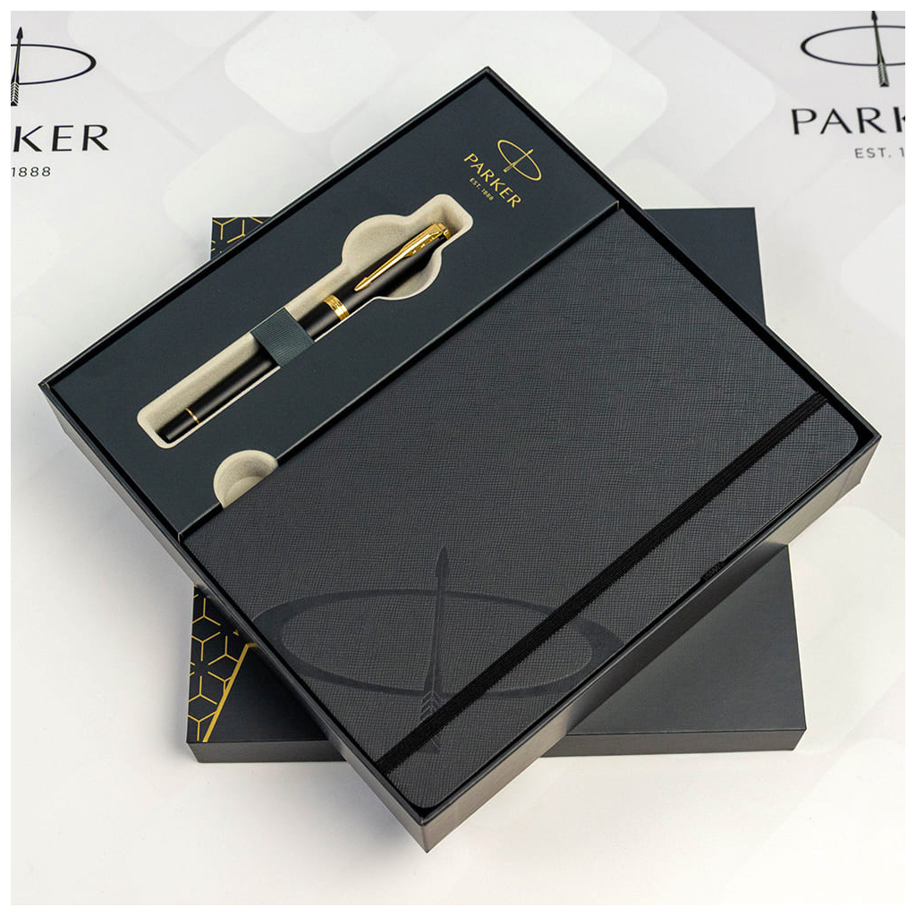 Ручка пір'яна Parker URBAN 17 Muted Black GT  FP F + блокнот Parker + подар.упаковка GIFT24 (30 011b24) - зображення 6