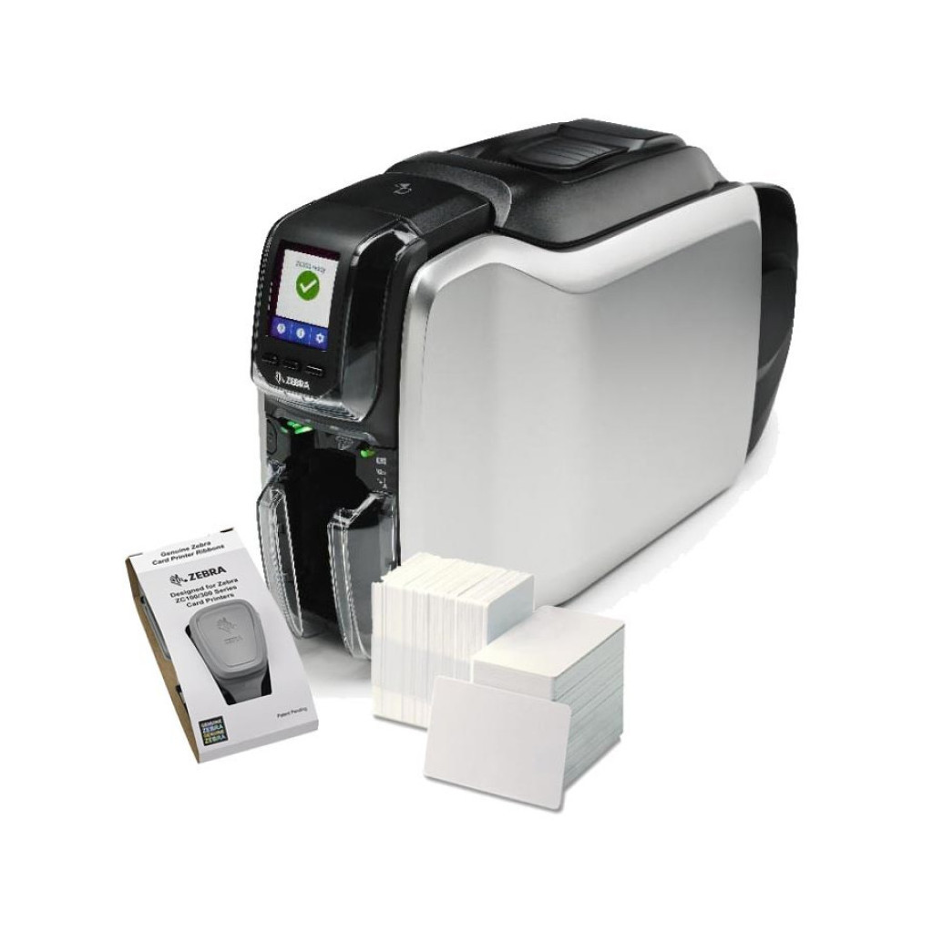 Принтер пластикових карт Zebra ZC300, Single Sided, USB, Ethernet, CardStudio, 200 cards, YMCKO ribbon (ZC31-000CQ00EM00) - изображение 1
