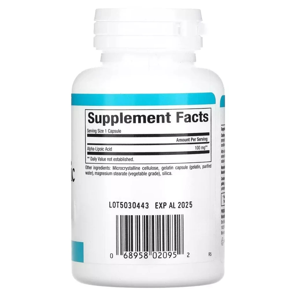 Вітамінно-мінеральний комплекс Natural Factors Альфа-ліпоєва кислота, 100 мг, Alpha-Lipoic Acid, 60 капсул (NFS-02095) - зображення 2