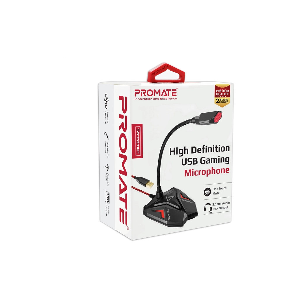Мікрофон Promate Streamer LED USB Maroon (streamer.maroon) - зображення 2