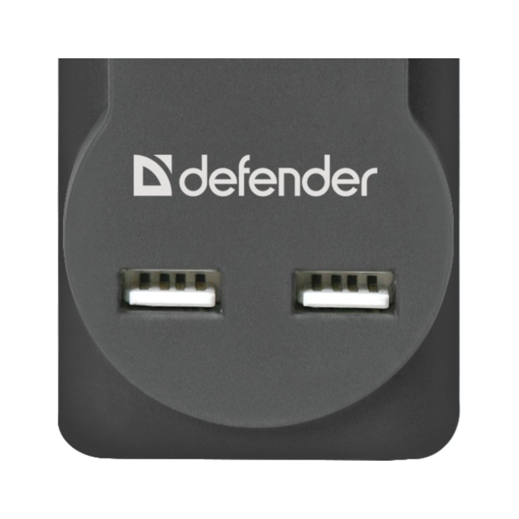 Мережевий фільтр живлення Defender DFS 751, 1.8m, 5роз., 2xUSB (99751) - зображення 3