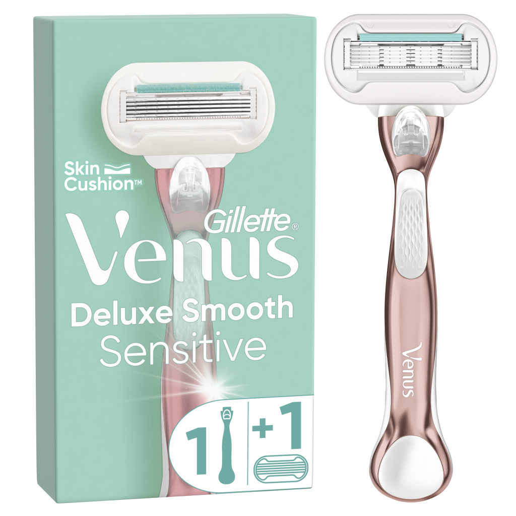 Бритва Gillette Venus Extra Smooth Sensitive RoseGold з 1 змінним картриджем (7702018517886) - зображення 1