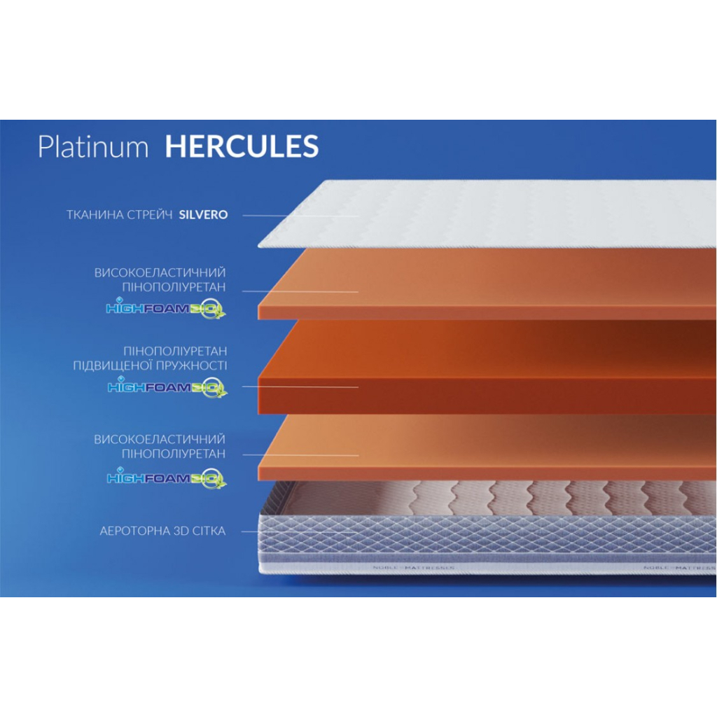 Матрац Highfoam Noble Platinum Hercules, ортопедичний для людей з великою вагою, скрутка 160 x 190 см (4820001208412) - зображення 9