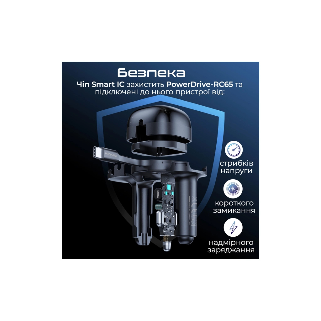 Зарядний пристрій Promate 62W USB-C cable + USB-A/USB-C ports (powerdrive-rc65) - зображення 6