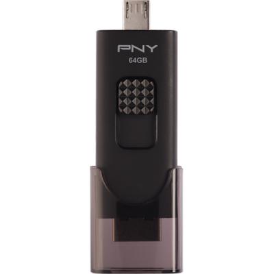 USB флеш накопичувач PNY flash 64GB OTG Duo-Link For Android Black USB 3.0 (FD64GOTGX30K-EF) - зображення 4