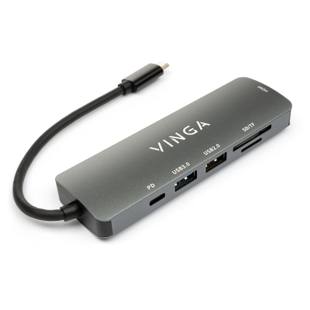 Концентратор Vinga USB Type-C 3.1 to HDMI+USB3.0+USB 2.0+SD/microSD+PD 6in1 (VHC6) - зображення 2