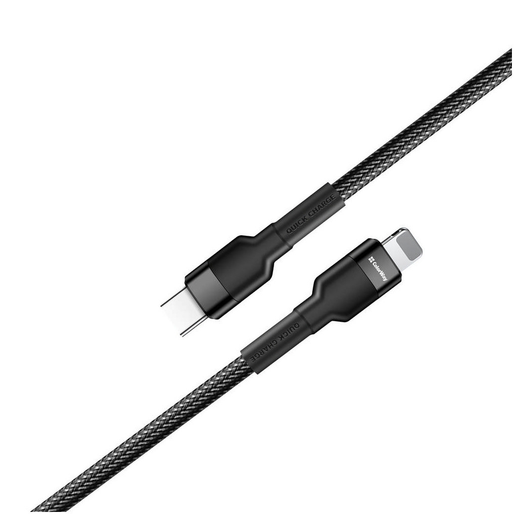 Дата кабель USB-C to Lightning 0.3m 3А black ColorWay (CW-CBPDCL054-BK) - зображення 3