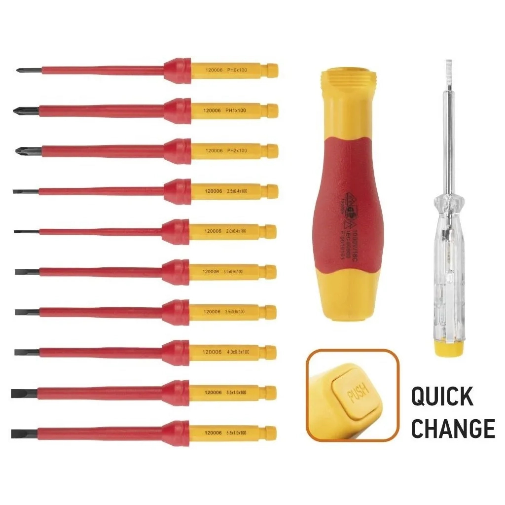 Набір викруток Neo Tools діелектрична бітотримач 1/4", 10 змінних вставок для робіт п (01-308) - зображення 3