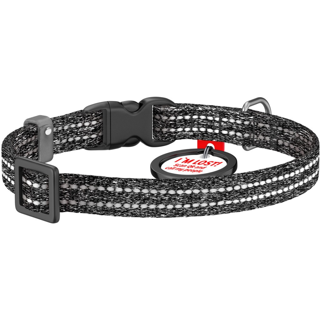 Нашийник для тварин WAUDOG Re-cotton з QR паспортом для котів та дрібних порід собак XS сірий (164011) - зображення 2