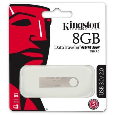 USB флеш накопичувач Kingston 8GB DataTraveler SE9 G2 Metal Silver USB 3.0 (DTSE9G2/8GB) - зображення 4