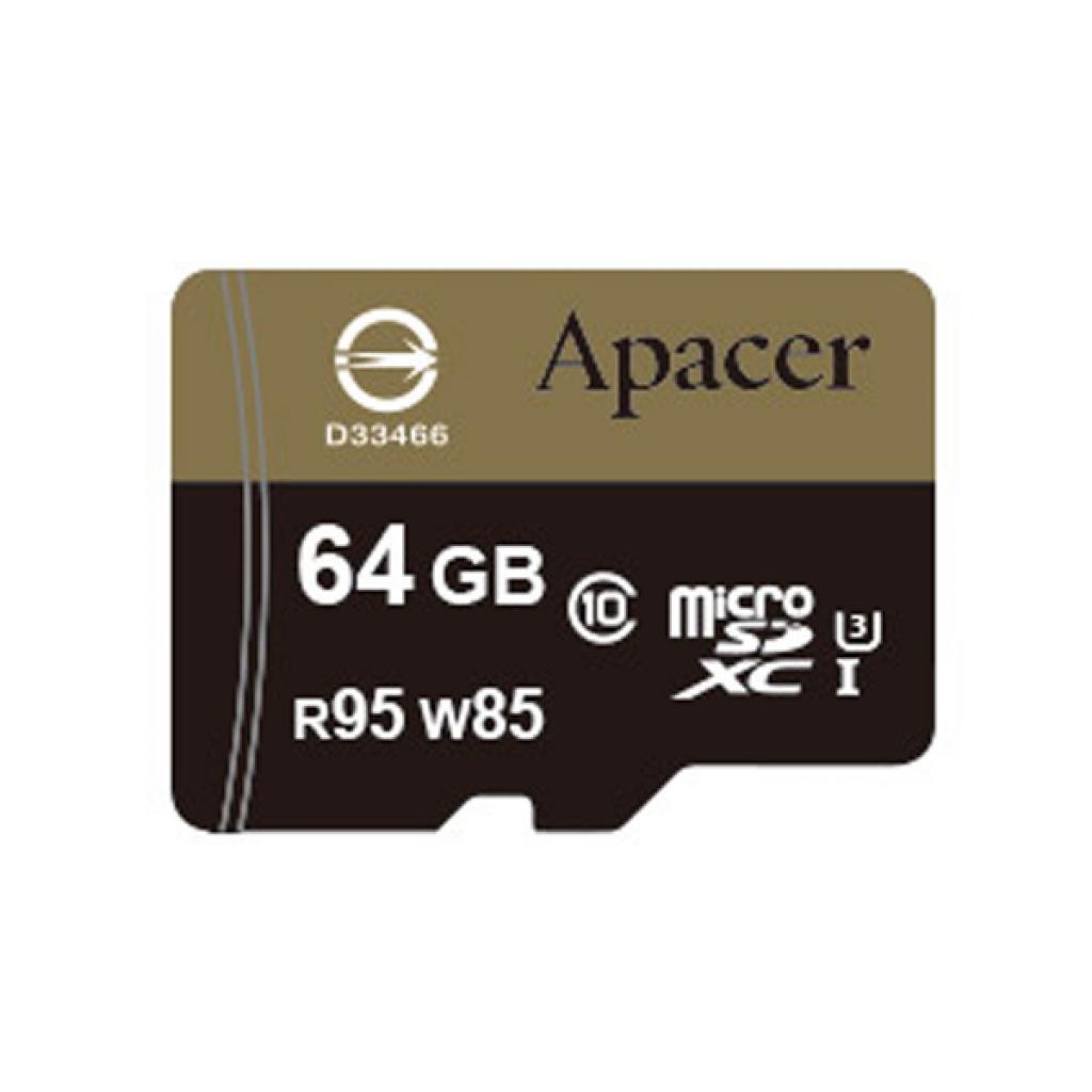 Карта пам'яті Apacer 64GB microSDXC UHS-I (95/85) U3 Class10 w/0 Adapter RP (AP64GMCSX10U4-R) - зображення 1