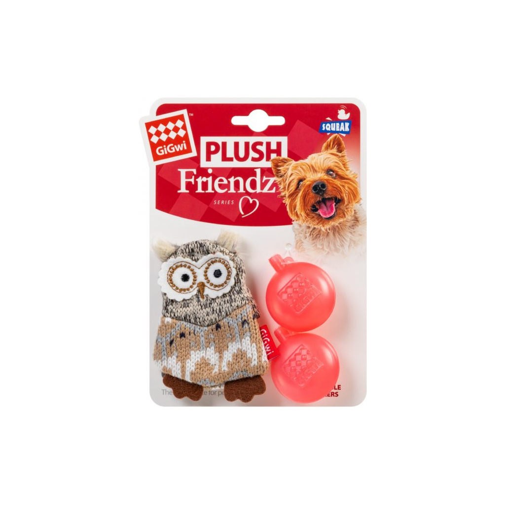 Іграшка для собак GiGwi Plush Сова з пискавкою 10 см (75036) - зображення 2