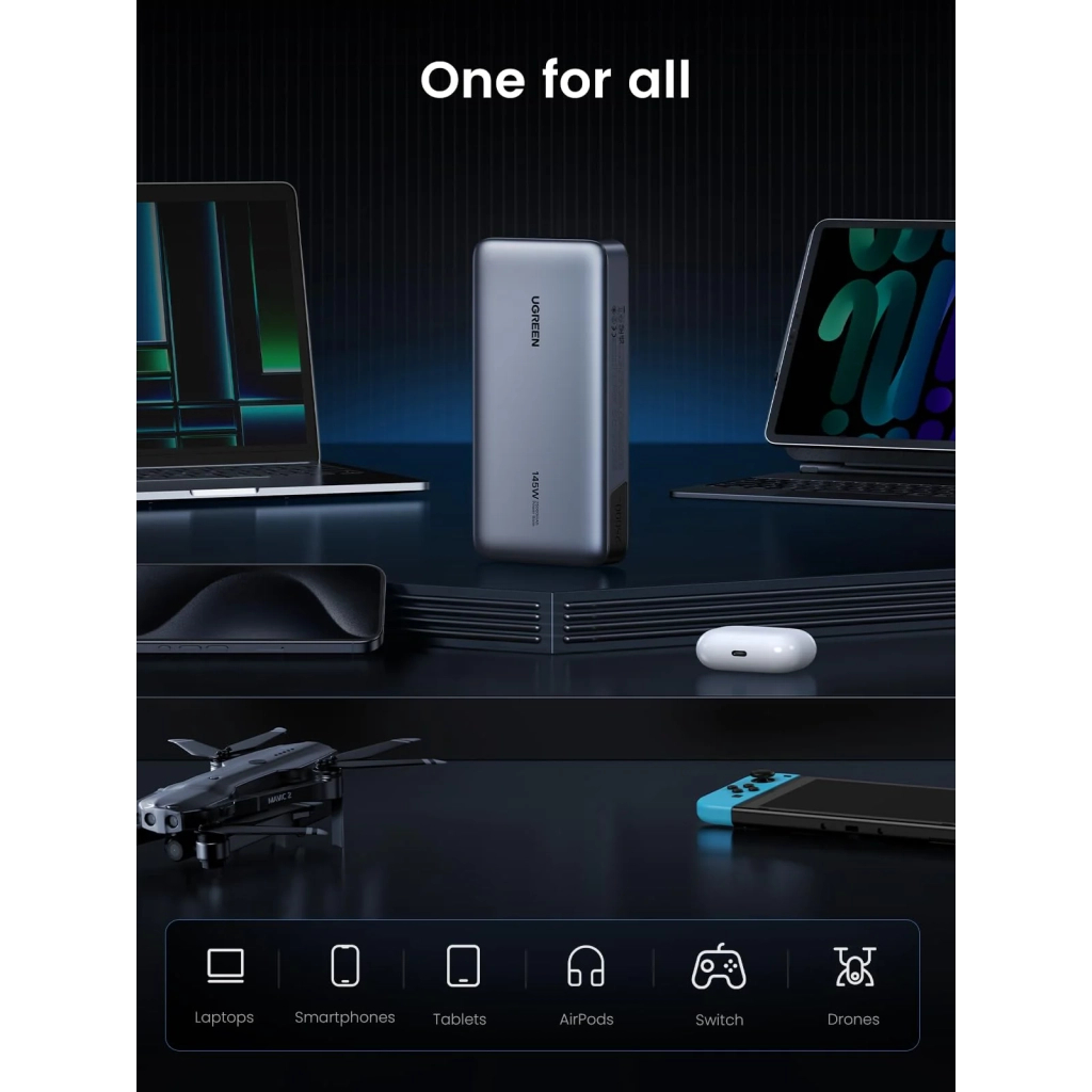 Концентратор Ugreen USB-C to HDMI + 2xUSB 3.2 + USB-C 3.2 + RJ45 + PD CM512 gray (45000) - зображення 9