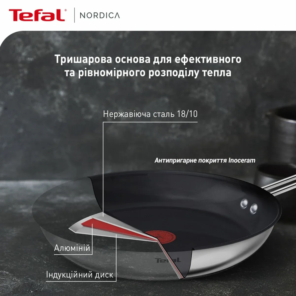 Сковорода Tefal Nordica, 24см, нержавіюча сталь (H8710455) - зображення 5