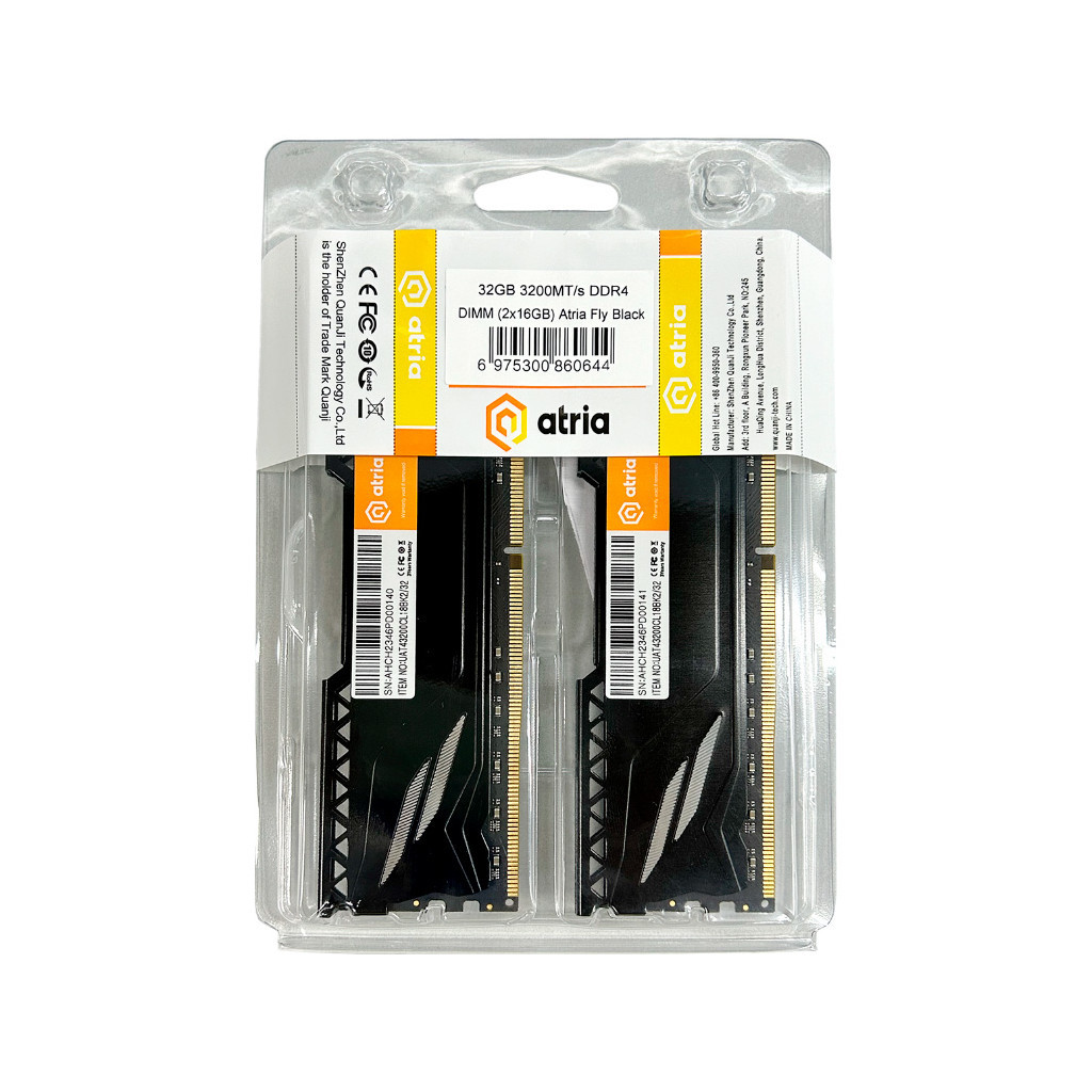 Модуль пам'яті для комп'ютера DDR4 32GB (2x16GB) 3200 MHz Fly Black ATRIA (UAT43200CL18BK2/32) - зображення 3