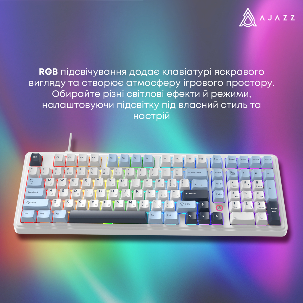 Клавіатура Ajazz AK980 MAX Magnetic Switch USB UA White/Blue (AK980-MAX-M-BWDB) - зображення 12