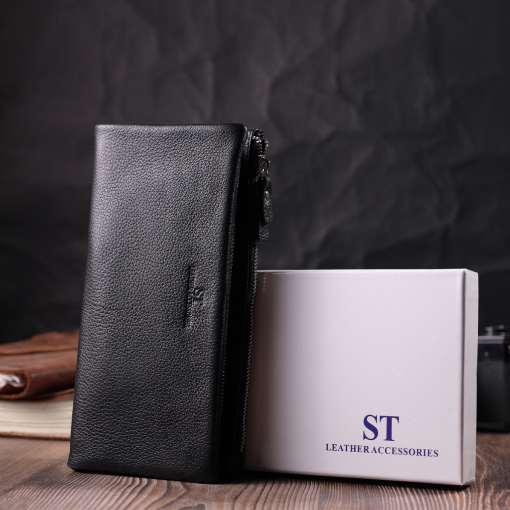 Гаманець ST Leather З натуральної шкіри Чорний (22527) - зображення 10