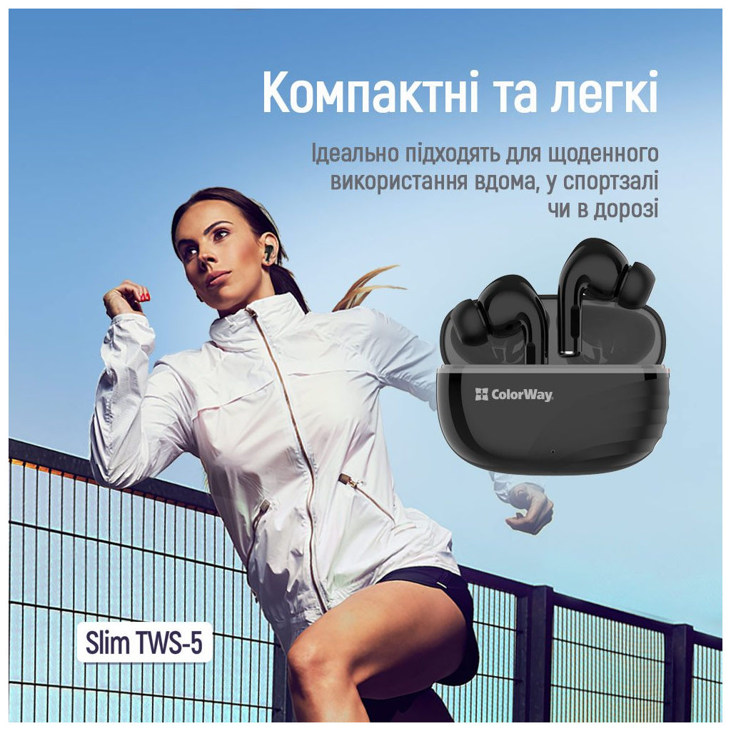 Навушники ColorWay Slim TWS-5 Earbuds Black (CW-TWS5BK) - зображення 11