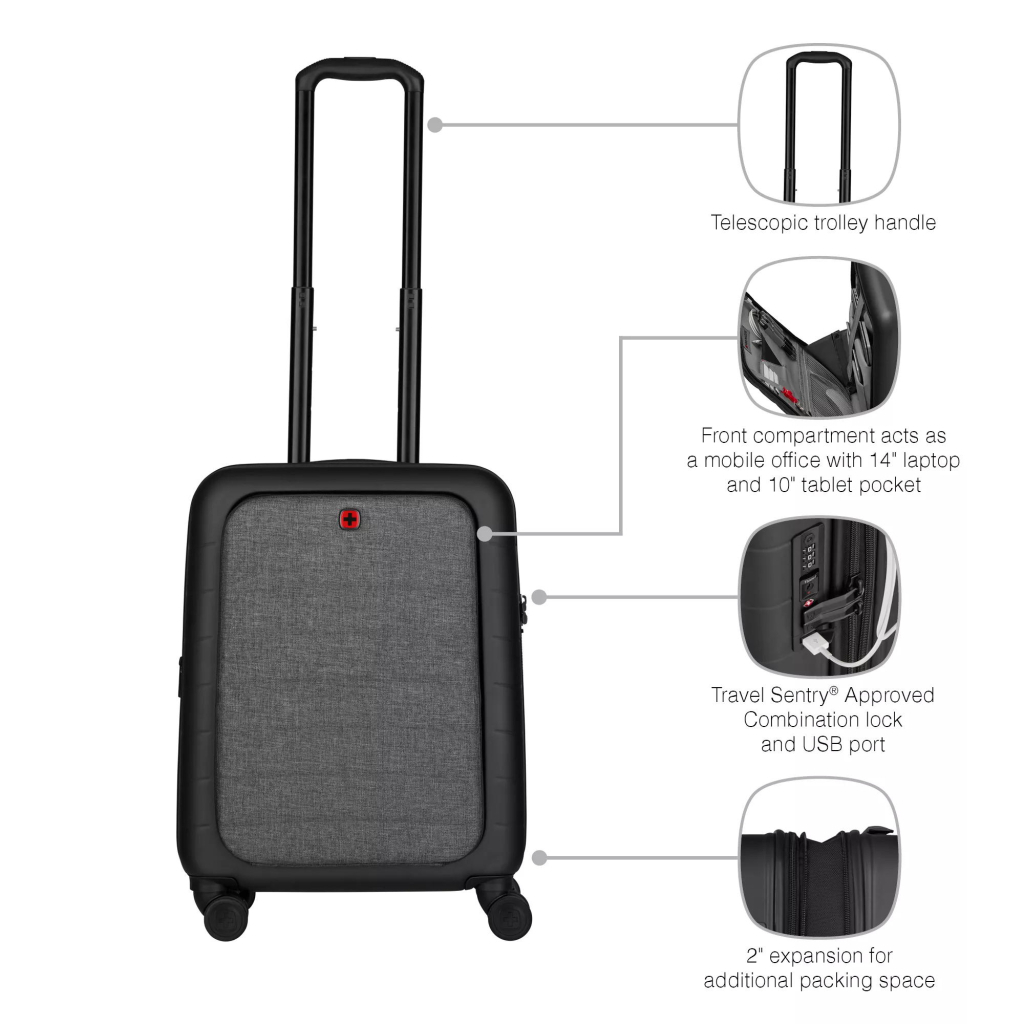 Валіза Wenger Syntry, полікарбонат/поліестер, мала, н/б 16", 4 колеса, чорна (610163) - зображення 4