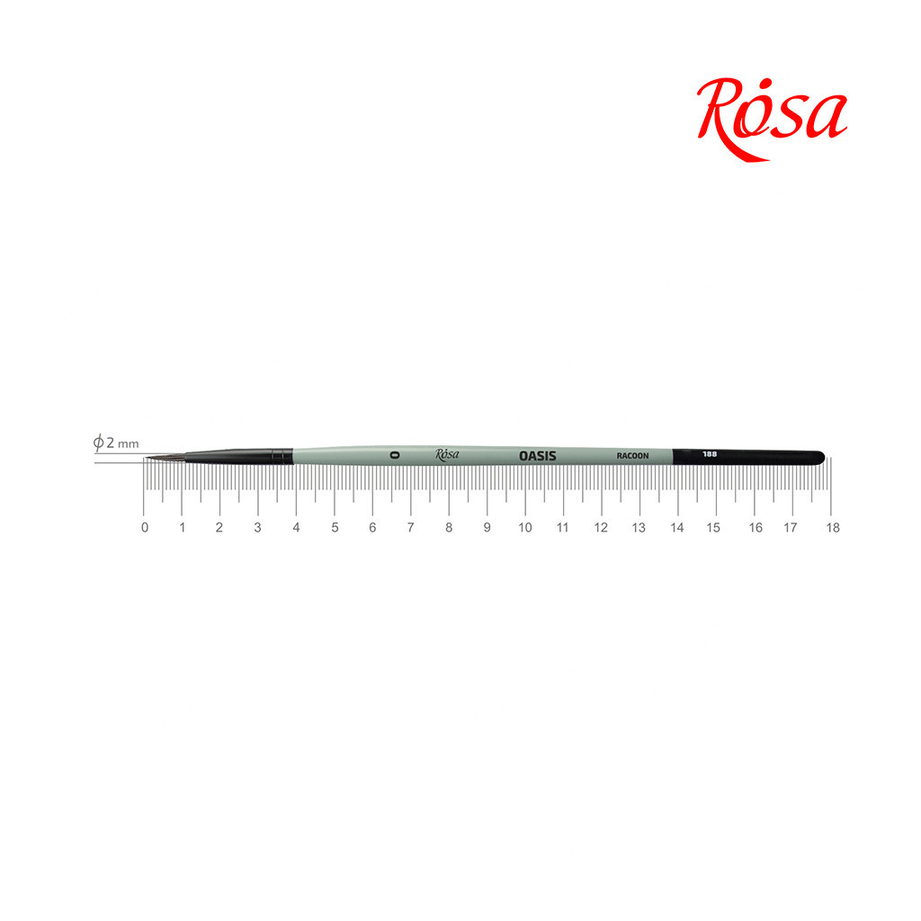 Пензлик для малювання Rosa Єнот круглий OASIS 188, № 0 (4823098516965) - зображення 1
