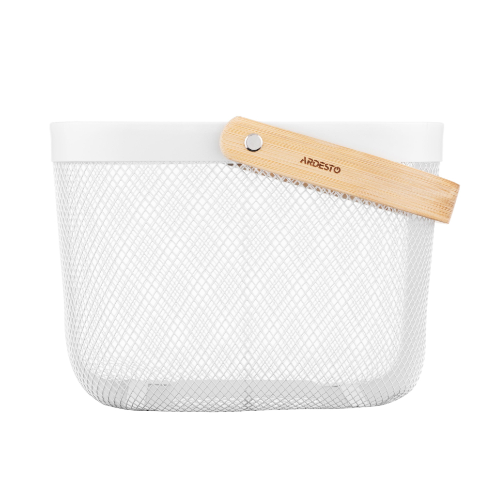Фруктовниця Ardesto Midori з ручкою 25х24.5х18см, метал, дерево, білий (AR0901W) - зображення 3