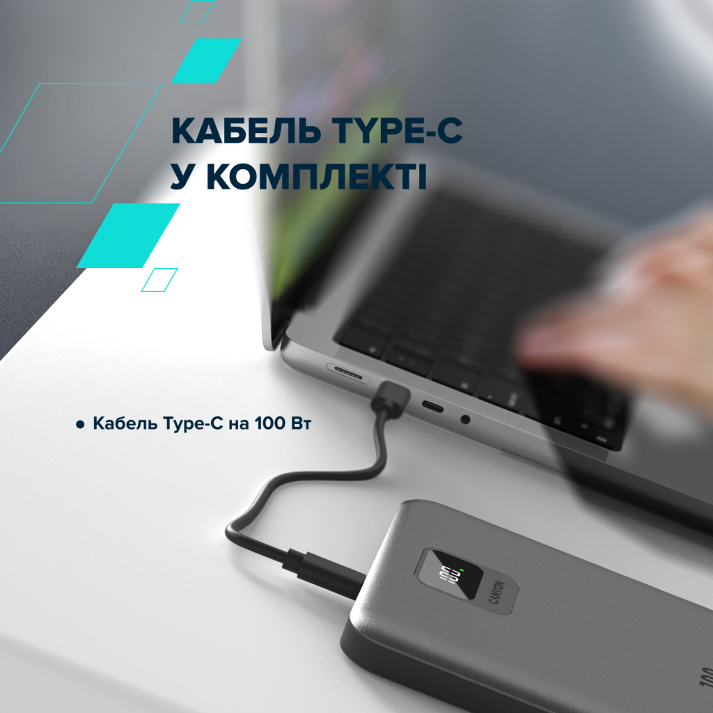 Батарея універсальна Canyon PB-2008 20000mAh PD/100W Q.C/3.0 (CNE-CPB2008DG) - зображення 10