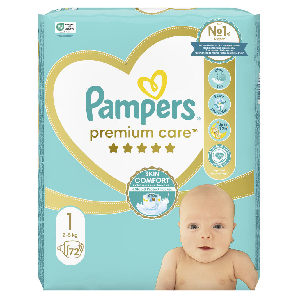 Підгузки Pampers Premium Care Розмір 1 (2-5 кг) 72 шт (8006540858073) - зображення 2