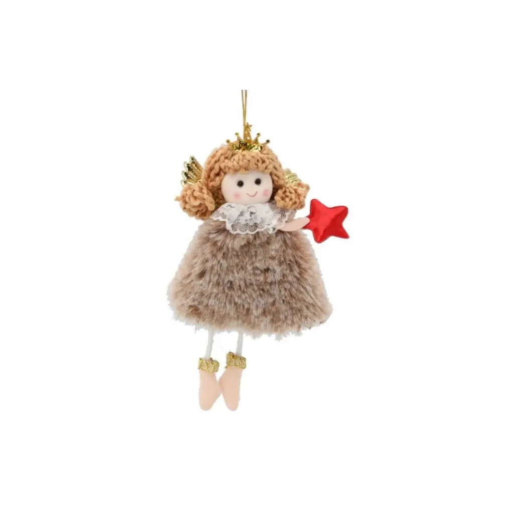 Ялинкова іграшка Chomik Фея хутро 8х16 см, коричнева (5900779900554_1) - зображення 2