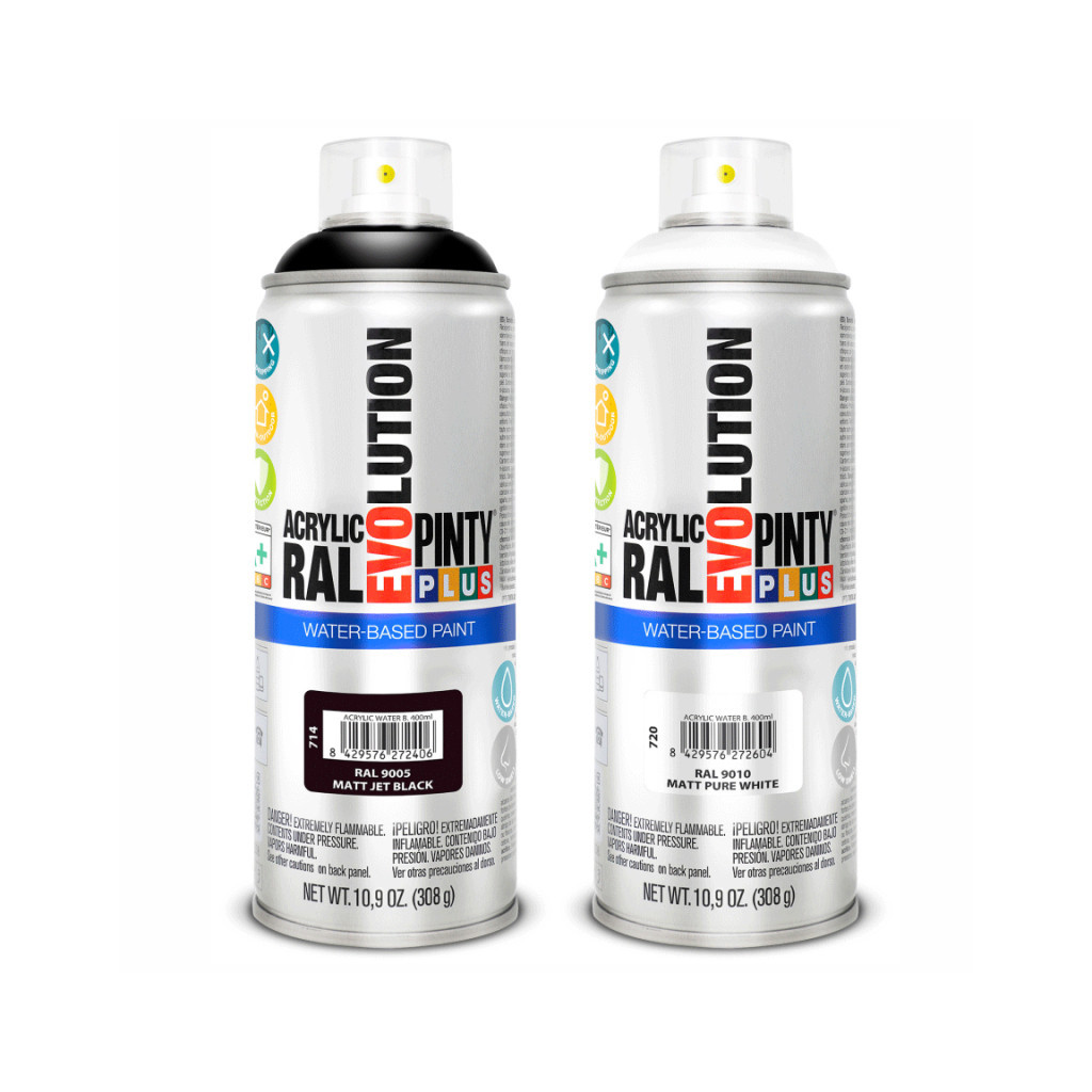 Фарба-аерозоль Pintyplus на водній основі Evolution Ral 9010, Білий, матовий, 400 мл (8429576272604) - зображення 1