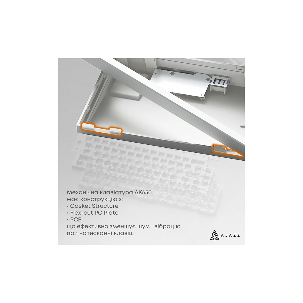 Клавіатура Ajazz AK650 Flying Fish Switch Black RGB USB/Wireless/Bluetooth UA Black (AK650-FF-BGY) - зображення 8