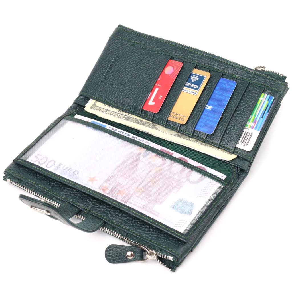 Гаманець Canpellini З натуральної шкіри Зелений (21633) - зображення 6