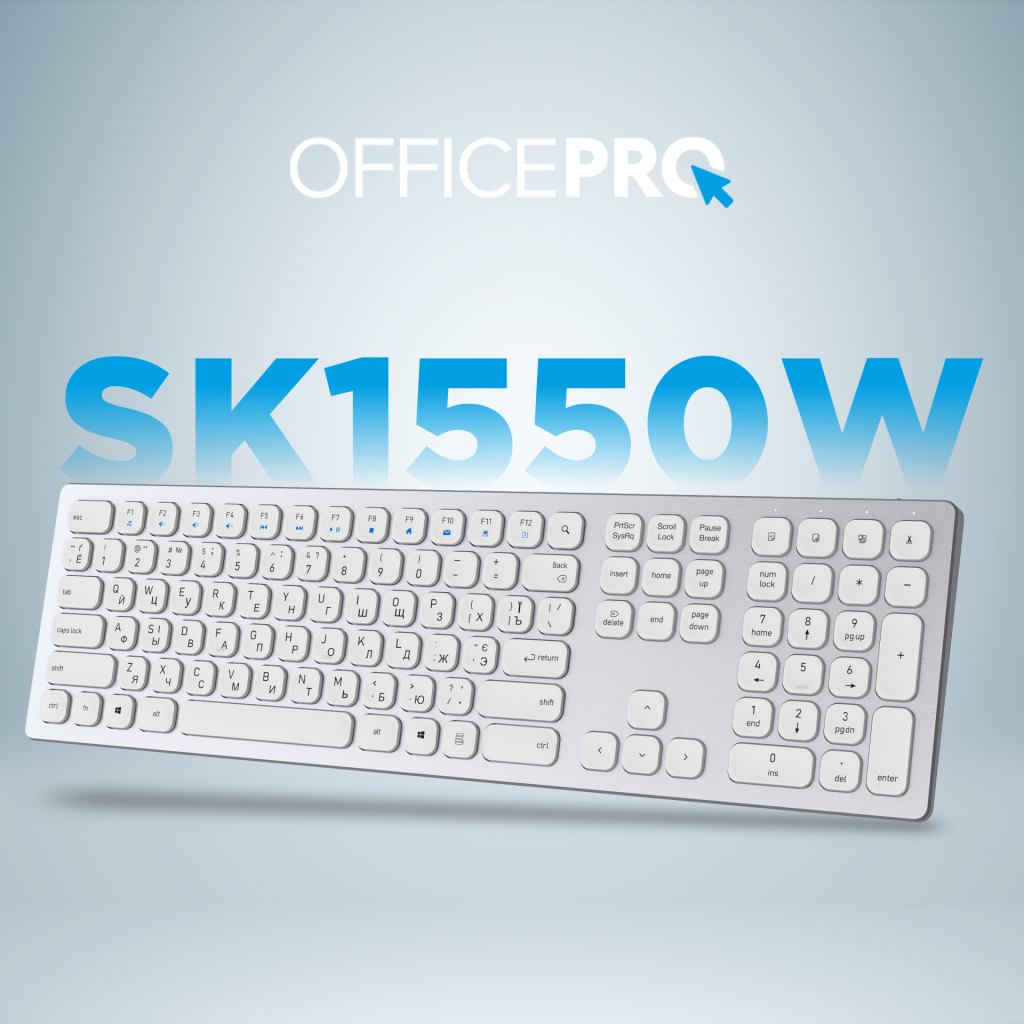 Клавіатура OfficePro SK1550 Wireless White (SK1550W) - зображення 4