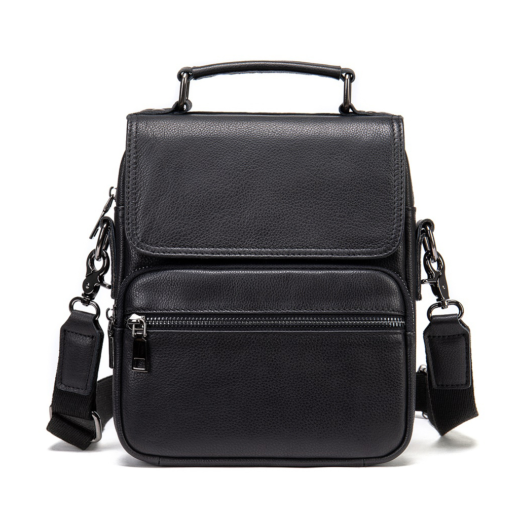 Сумка Vintage Вертикальна чоловіча у м'якій шкірі Чорна (20367) - зображення 1