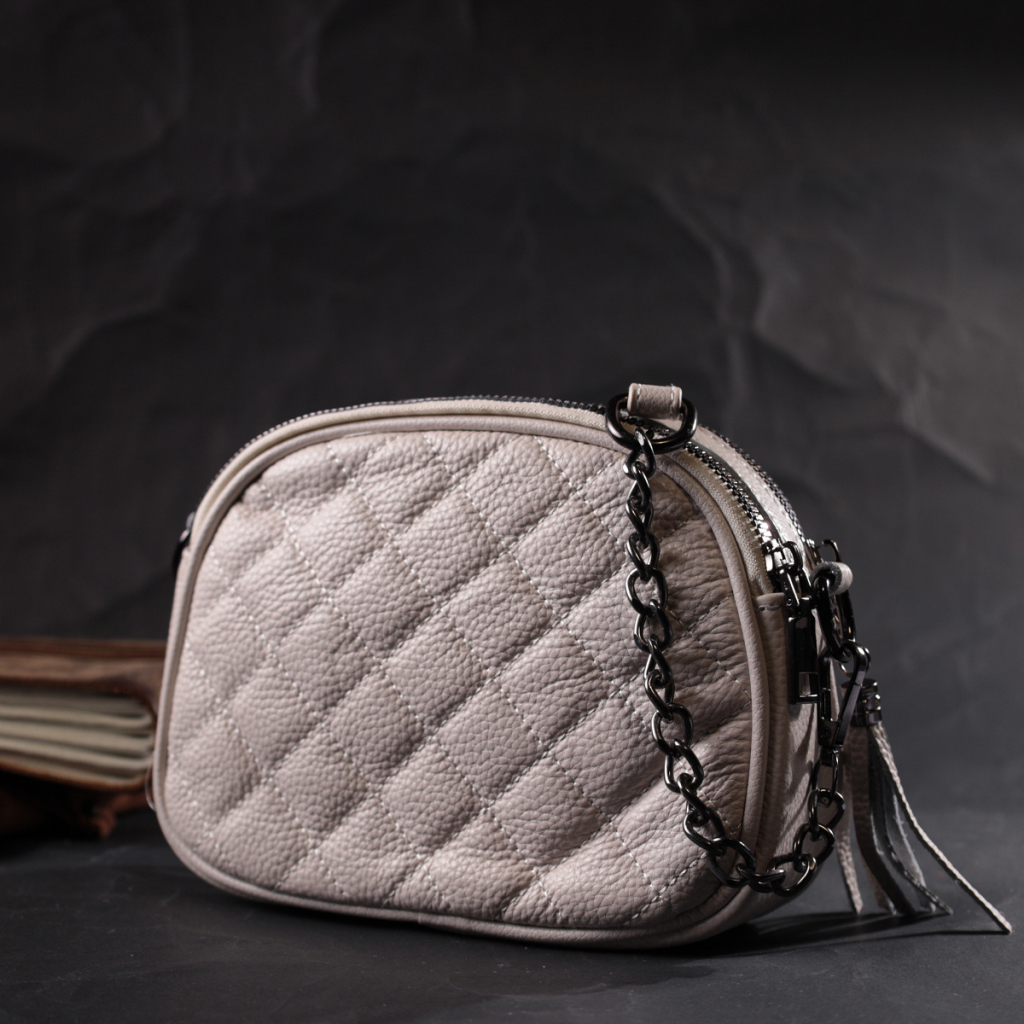 Сумка Vintage Жіноча стьобана з м'якої натуральної шкіри Біла (22326) - зображення 6