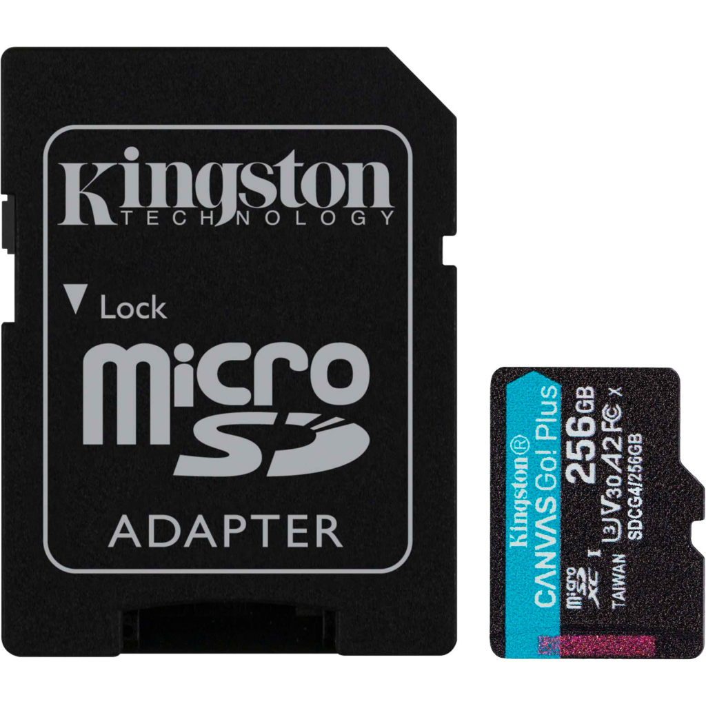 Карта пам'яті Kingston 256GB microSDXC сlass 10 UHS-I U3 V30 A2 Canvas Go Plus G4 (SDCG4/256GB) - зображення 1