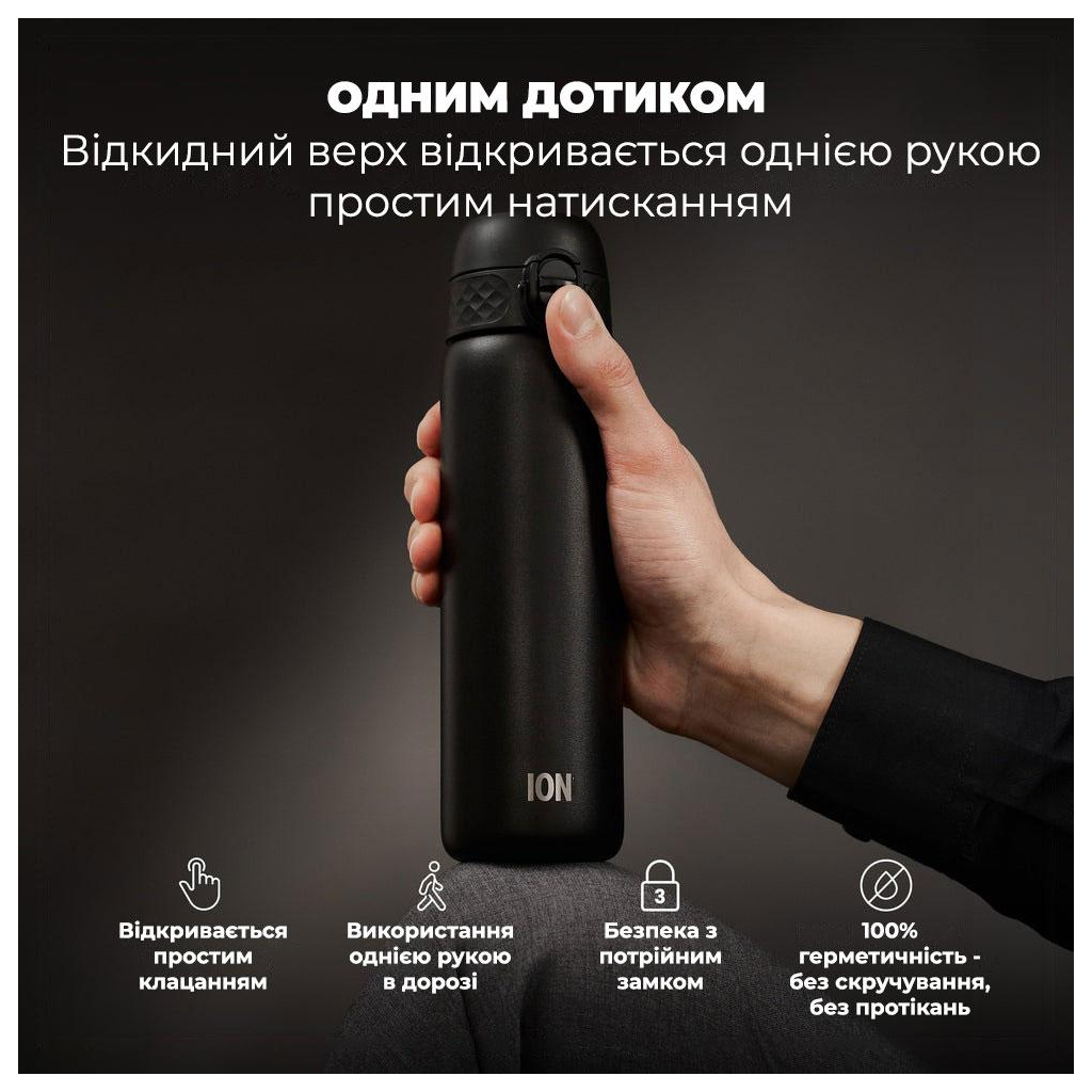 Пляшка для води ION8 OneTouch Vacuum Insulated 500 мл Black (I8TS500BLK) - зображення 2