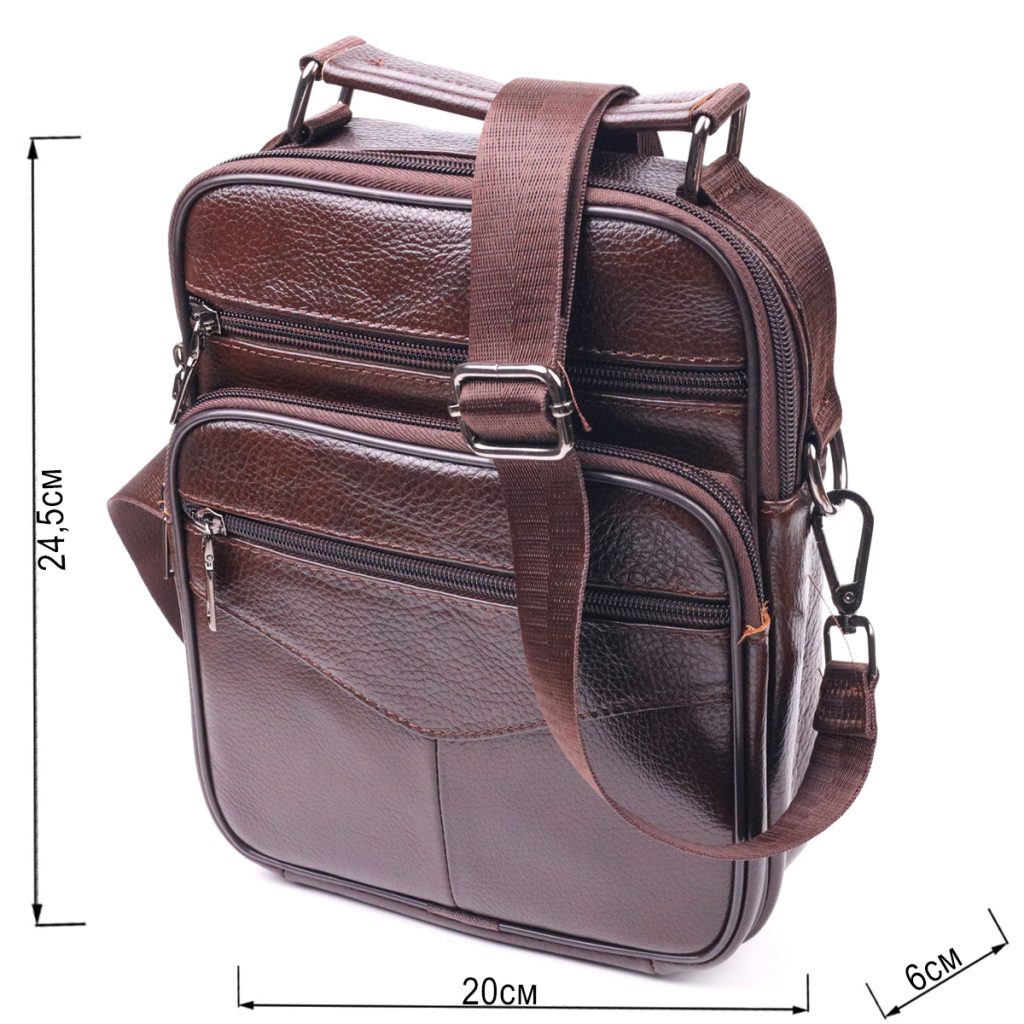 Сумка Vintage Чоловіча з ручкою шкіряна Коричнева (21276) - зображення 3