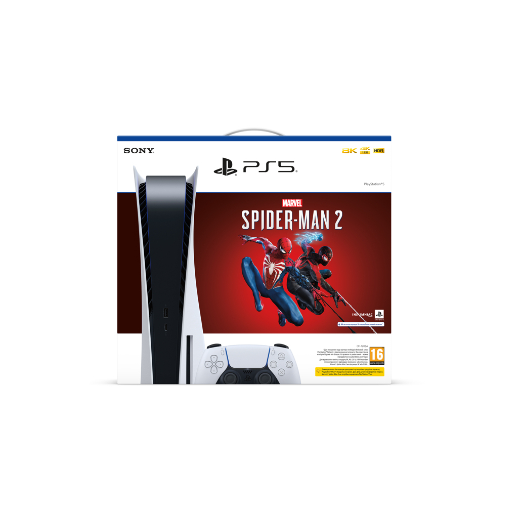 Ігрова консоль Sony PlayStation 5 Ultra HD Blu-ray 825GB+(Marvel's Spider-Man 2) (1000039695) - зображення 1