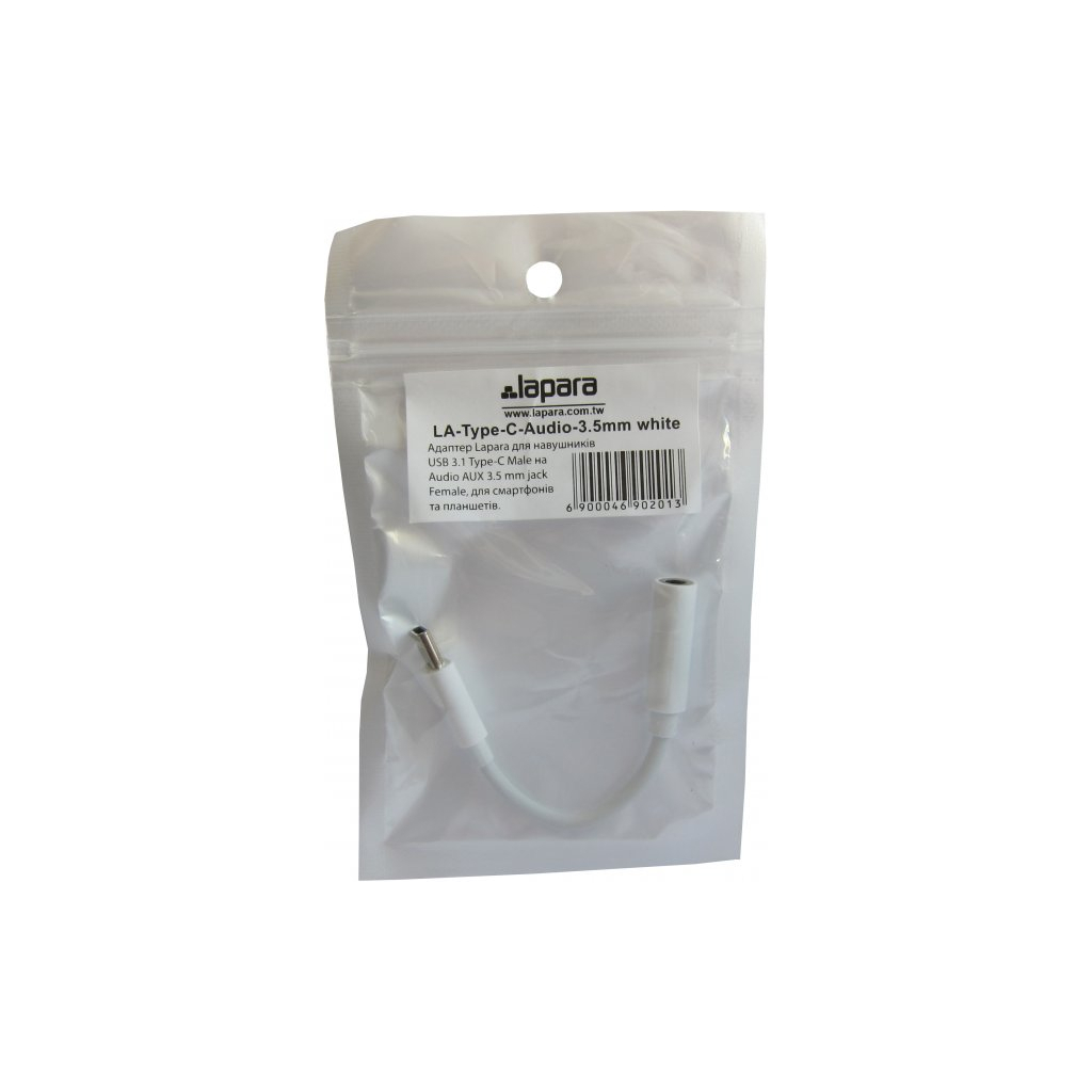 Перехідник Lapara USB Type-C Male - Audio AUX mini jack 3,5 mm Female (LA-Type-C-Audio-3.5mm white) - изображение 6