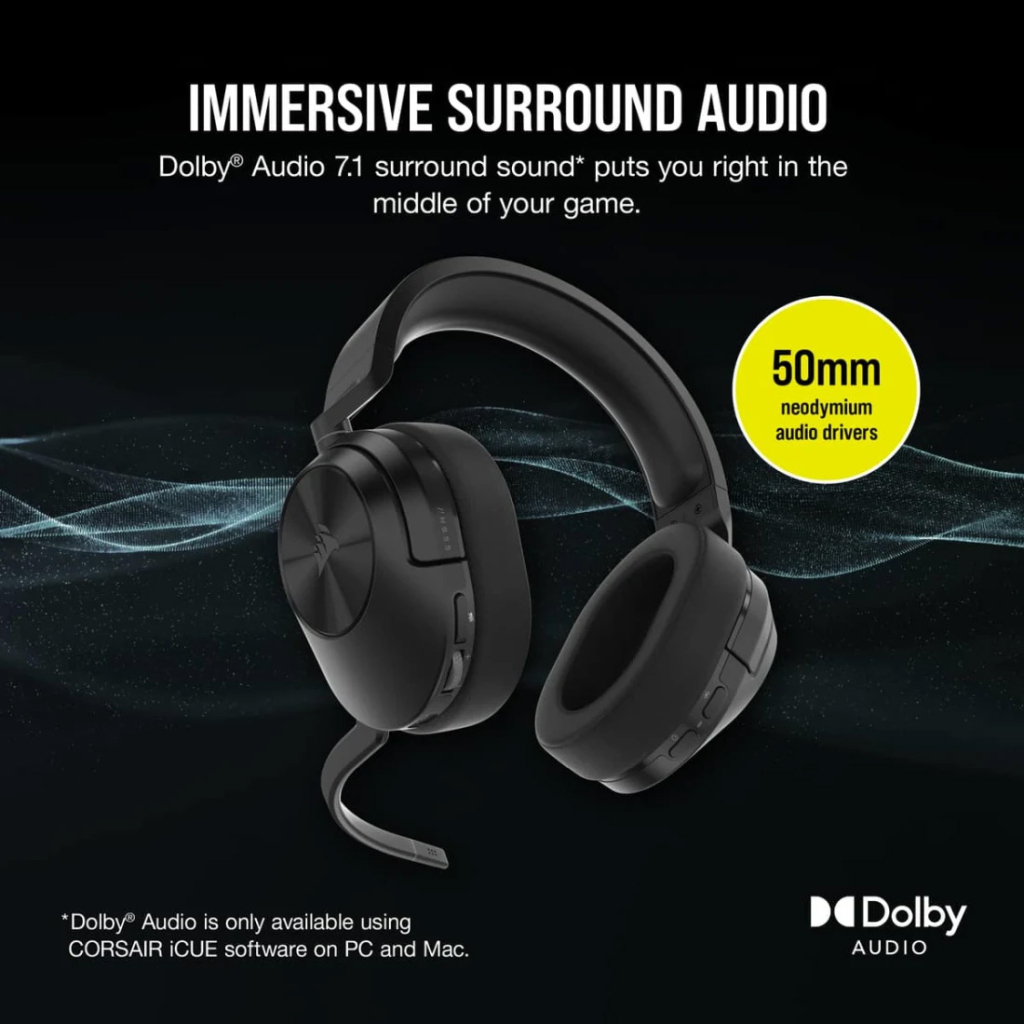 Навушники Corsair HS55 Wireless Gaming Dolby 7.1 Carbon (CA-9011280-EU) - зображення 8